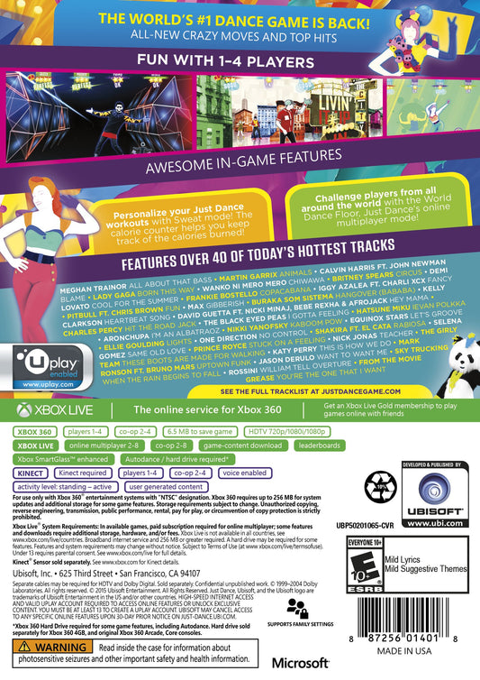 Ubisoft Just Dance 2016 Game for Xbox 360 - Model JD4, Fun Dance Experience