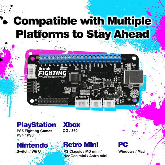 Brook Universal Fighting Board Fusion - Pre-installed Header, Black, Model MM00011034