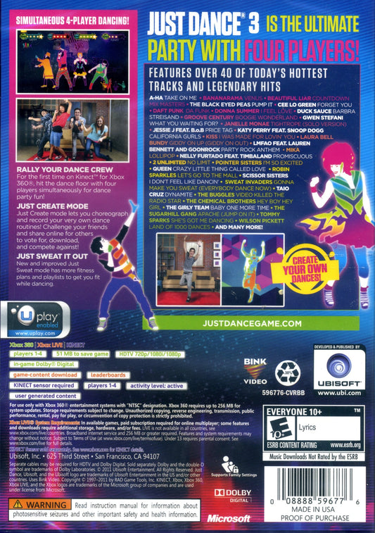 Xbox Just Dance 3 Game with Katy Perry Bonus Tracks for Xbox 360