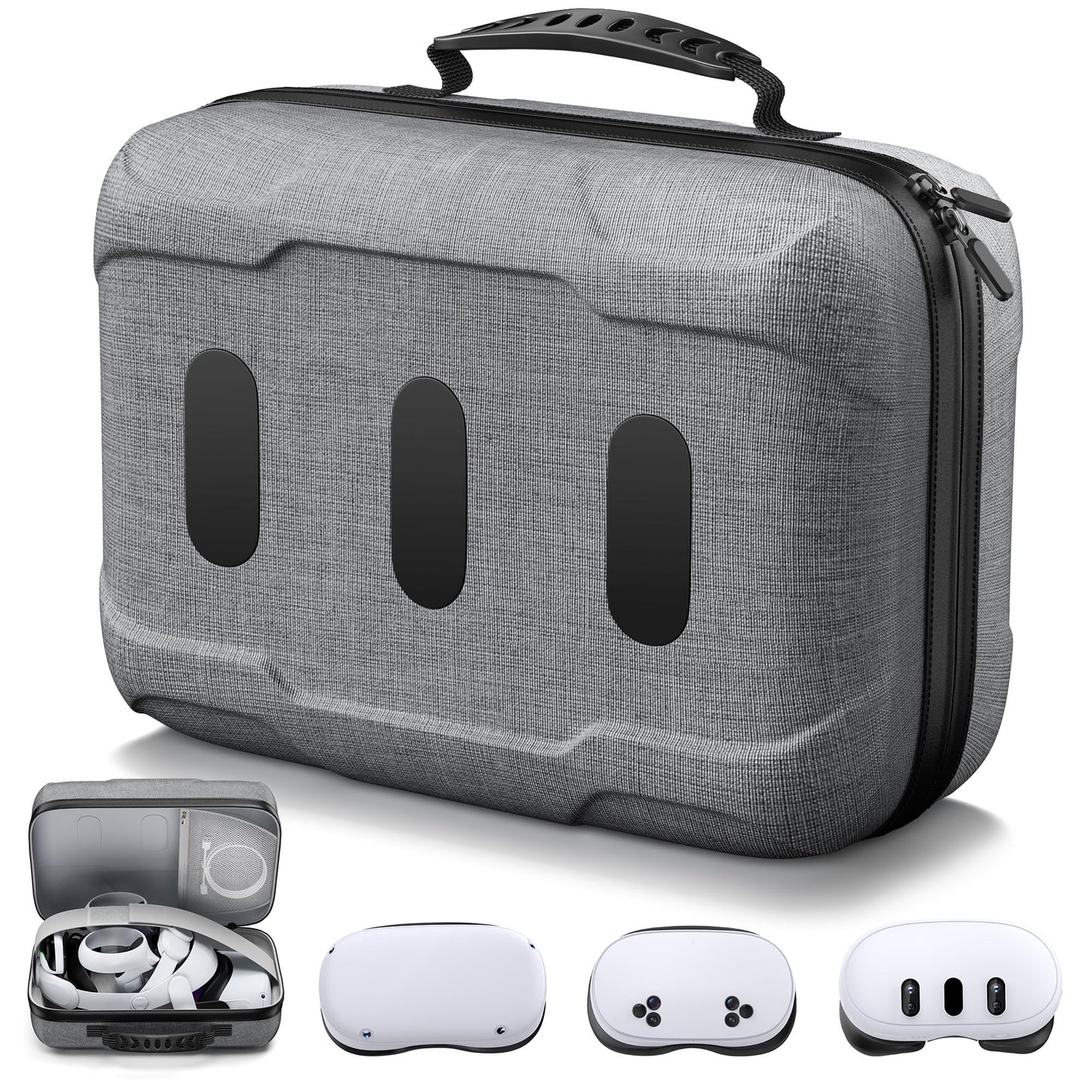 Kawaye Large Hard Carrying Case Compatible with Meta Qeust 3S/Quest3/Quest 2 All in One Portable Travel Case for VR HeadSet Head Strap Controller and Other VR Accessories