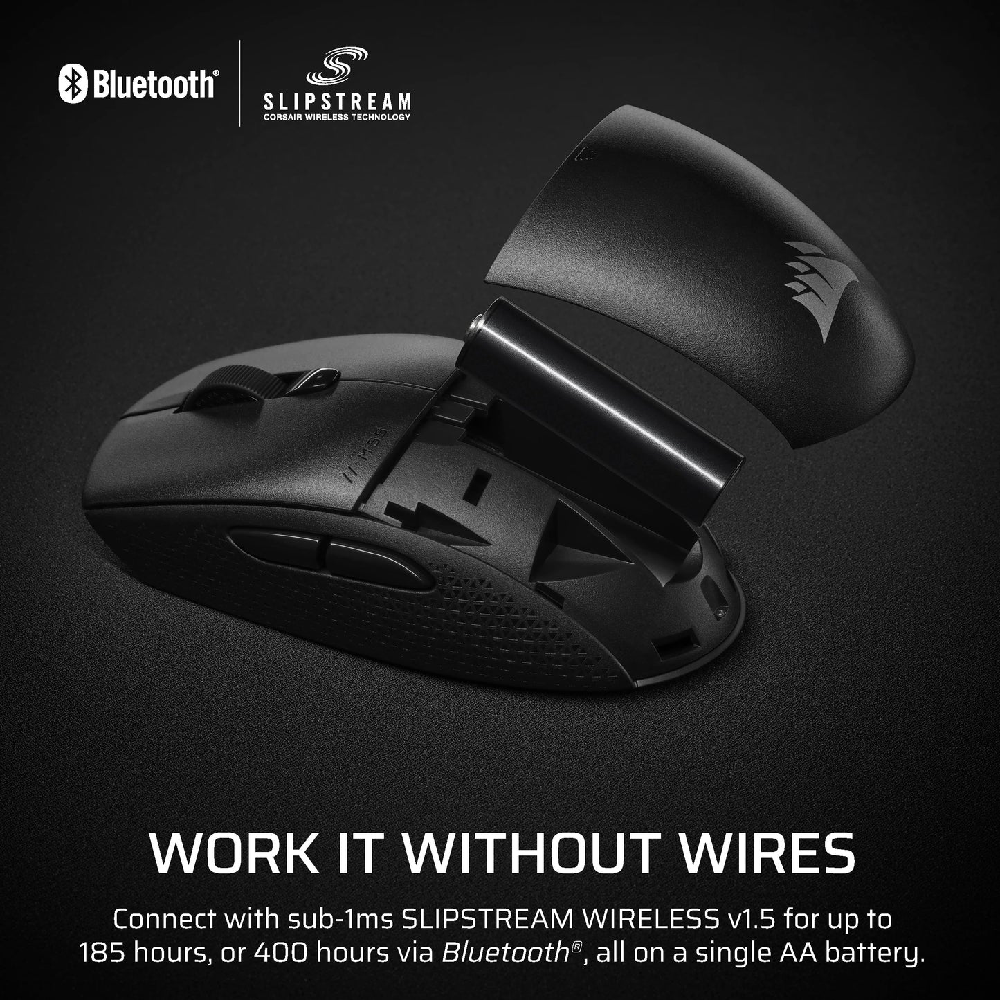 Corsair M55 Wireless Gaming Mouse - 24,000 DPI, 2.4GHz & Bluetooth, 6 Programmable Buttons, Lightweight, Black