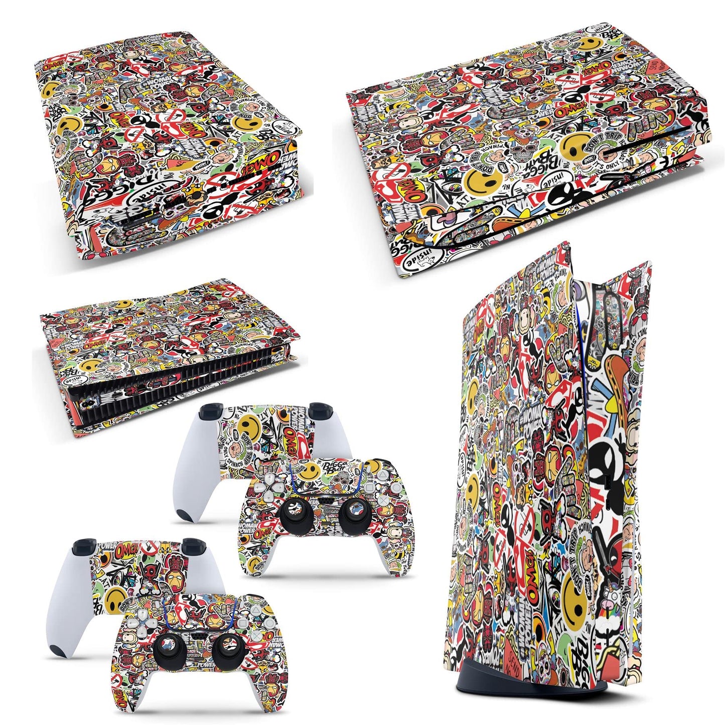 giZmoZ n gadgetZ GNG PS5 Digital Console STICKERBOMB Skin Decal Vinal Sticker + 2 Controller Skins Set