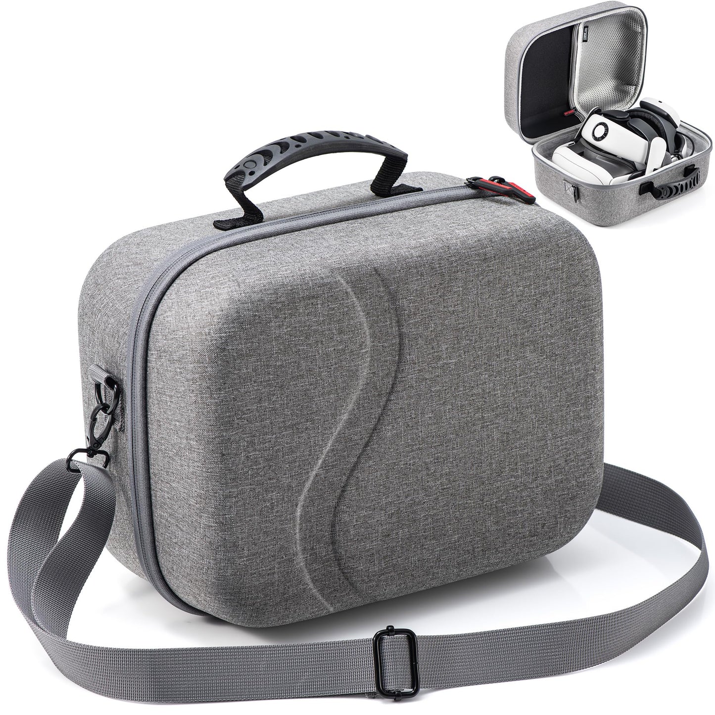 Upgraded Carrying Case for Meta Quest 3 Hard Travel Case Compatible with BOBOVR S3 Pro/KIWI Design Battery Head Strap Oculus Quest 3 Controller and Accessory Large Hard Shell Travel Bag(XL Grey)