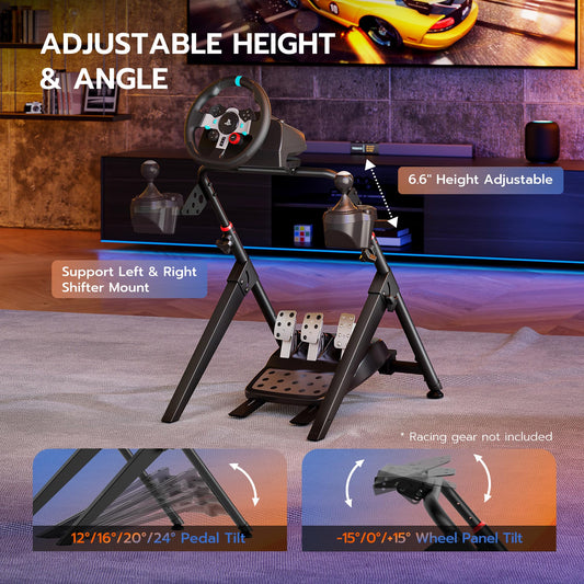 ARES WING Sim Racing Wheel Stand - Foldable Racing Cockpit for PS5, PS4, Xbox, PC - Black, Model GRS1004BK