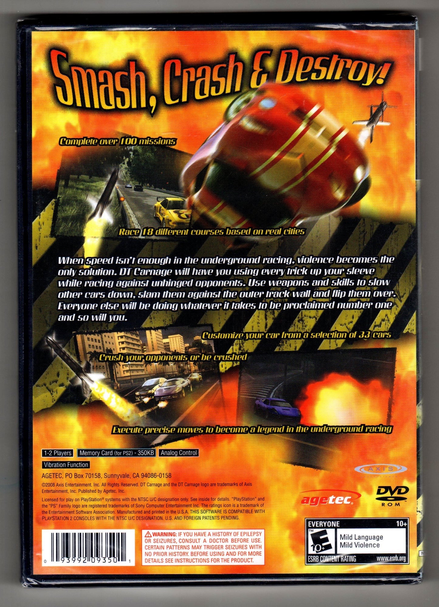 Agetec DT Carnage Game for PlayStation 2 - Model PST09350