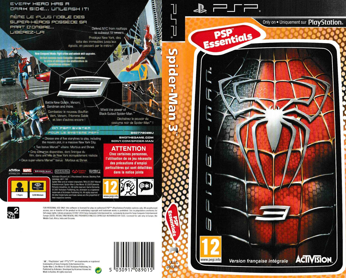 ACTIVISION Spider-Man 3 Game - Model 81999, Action-Adventure for PlayStation