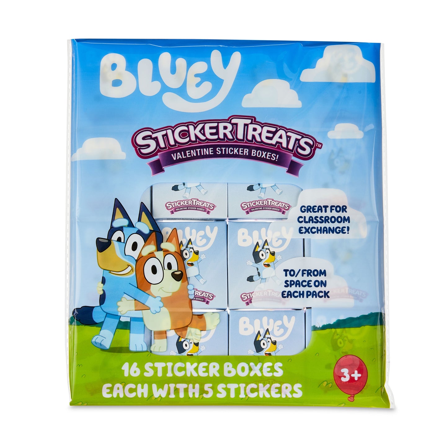 Bluey Sticker Treats, ValentineS Day, Party Favors, ChidrenS Greeting Cards, Paper, 16 Count