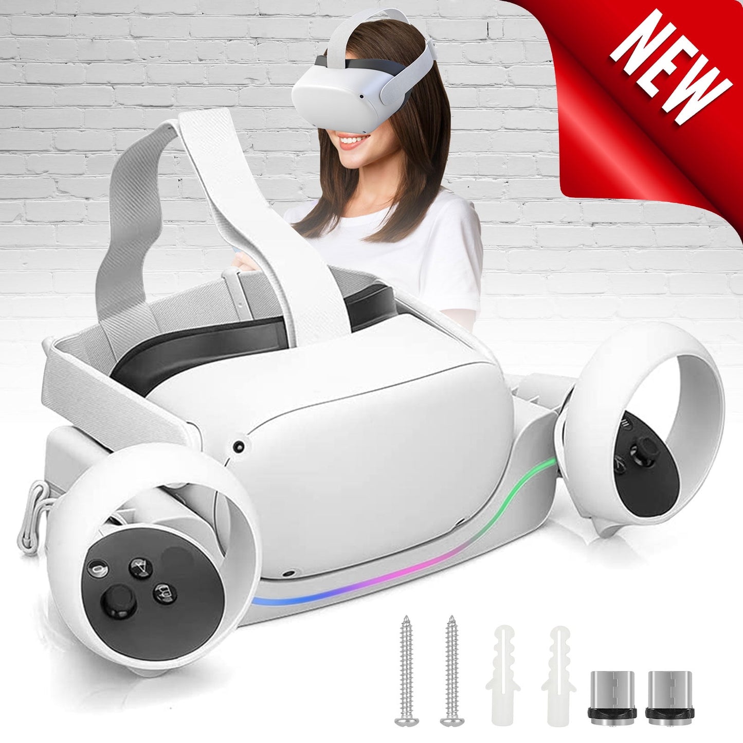 Charging Dock Fit For Oculus/Meta Quest 2, Tsv Vr Wall Mount Charging Station, Vr Headset Display Holder And Controller Mount St