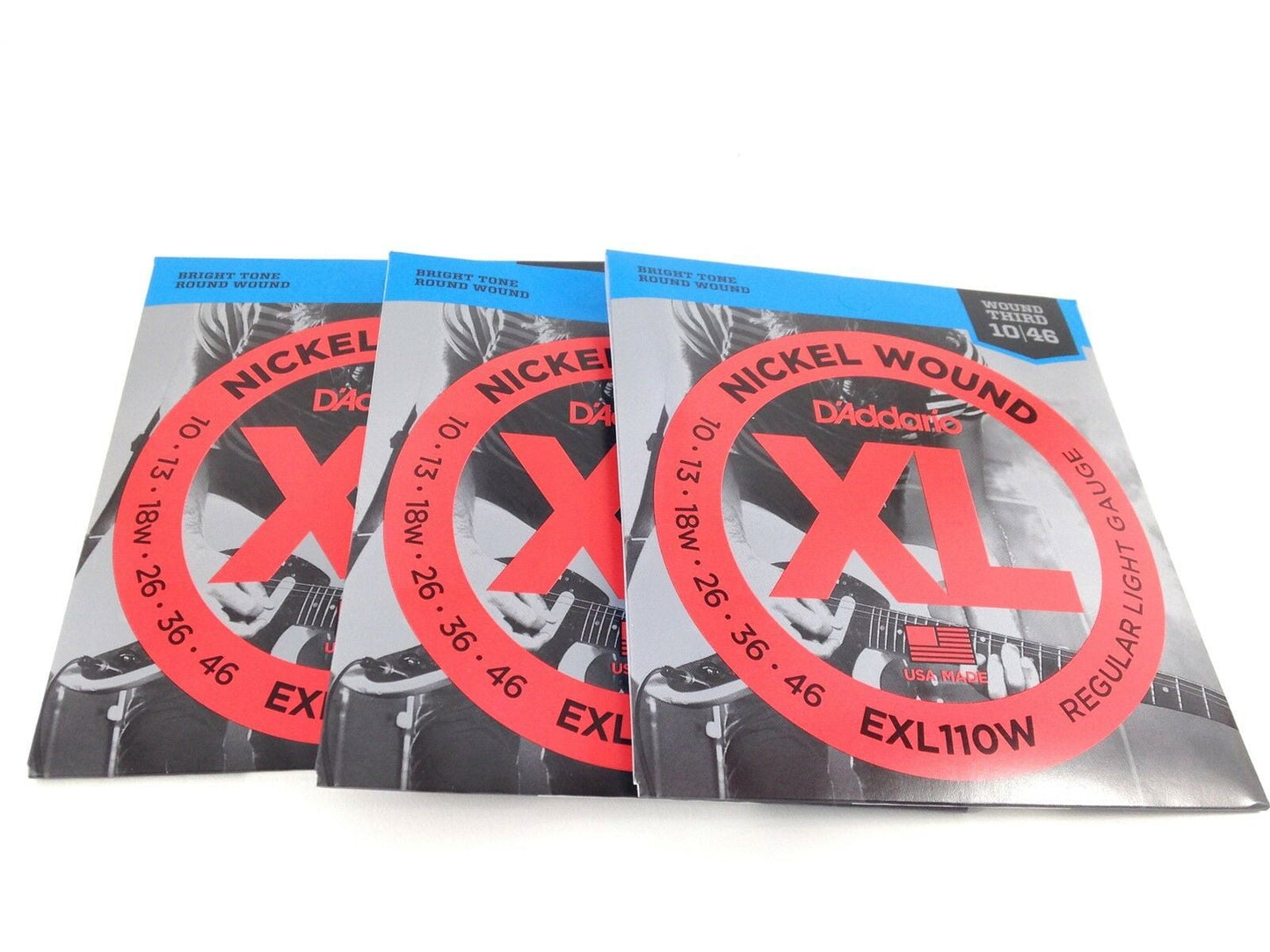 DAddario Guitar Strings 3 Pack Exl110W Regular Light Wound 3Rd