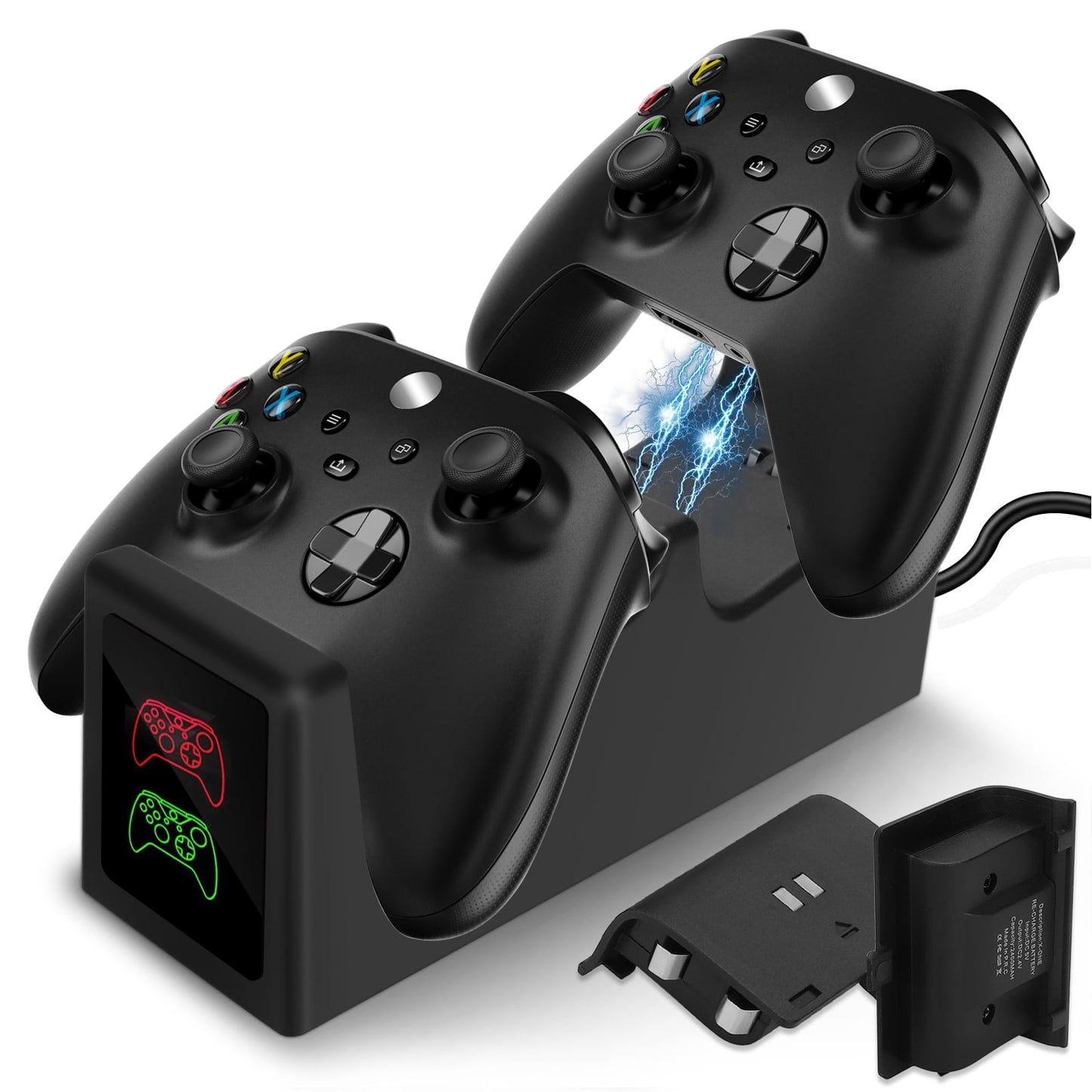 Dual Controller Charging Station Fit For Xbox Series S/X Controllers, Tsv Fast Charging Dock With 2 X 1200Mah Rechargeable Batte