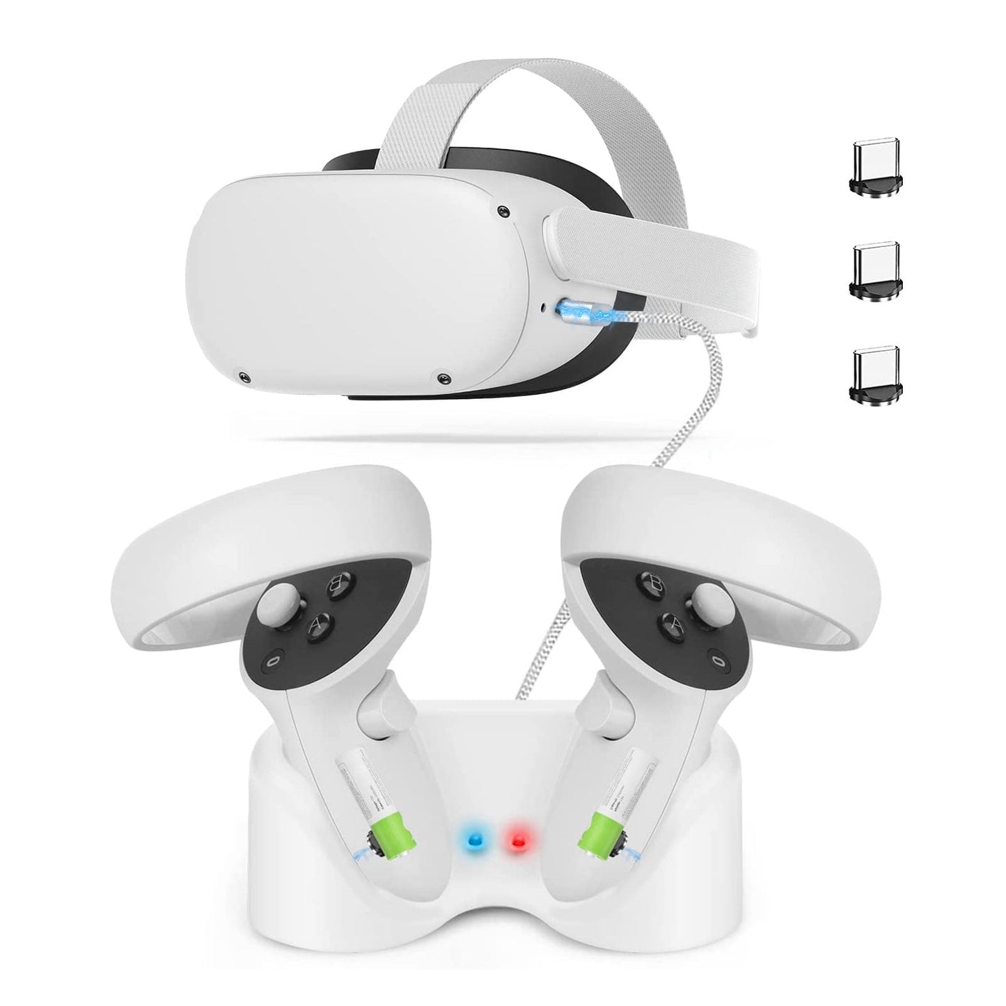 Eeekit Charging Dock Fit For Oculus Quest 2 Vr Headset And Touch Controllers With 2 Magnetic Ports, Dual Controllers Fast Chargi