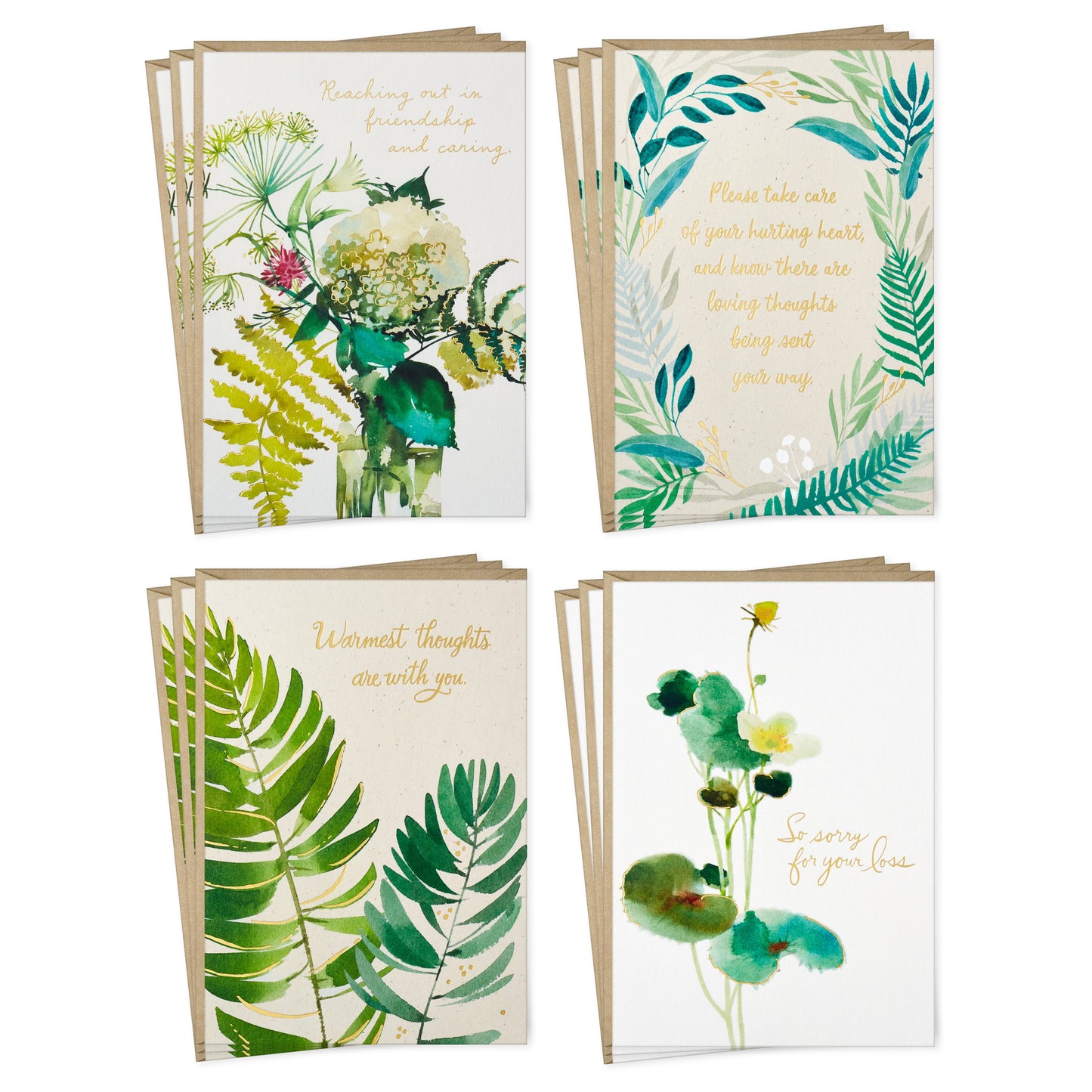 Hallmark Sympathy Cards Assortment, Floral And Greenery (12 Cards With Envelopes)