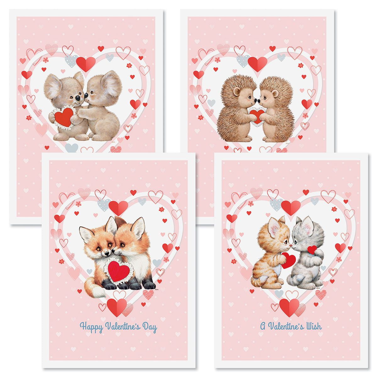 Morehead Charmers Valentine Greeting Cards - Set Of 8 (4 Designs), Large 5 X 7, Valentines Card With Sentiments Inside
