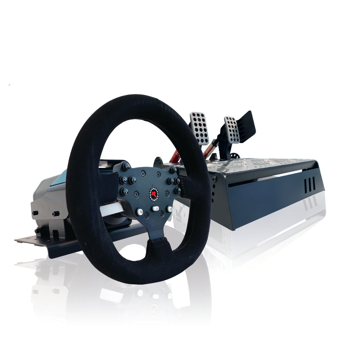 RS30 Ultra Force Feedback Driving Racing Wheel Suede Leather Cover Instant Gear Shifters with V3 Responsive Adjustable Metal Bas