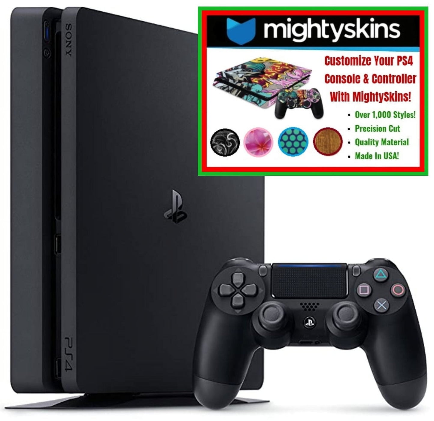 Sony Playstation 4 1Tb Console Black With Mightyskins Custom Console And Controller Voucher Limited Bundle