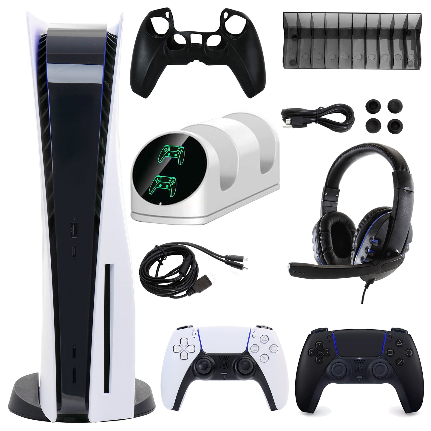 Sony Playstation 5 Core With Extra Black Dualsense Controller And Accessories Kit (Ps5, Playstation Disc Version)