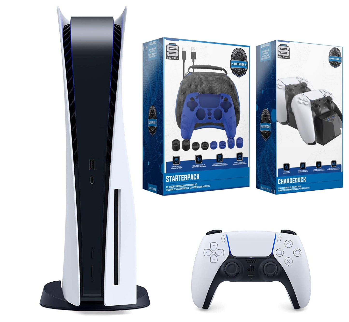 Sony Playstation 5 Disc Version Console With Dual Charging Dock Station And Pro Gamer Starter Pack Bundle