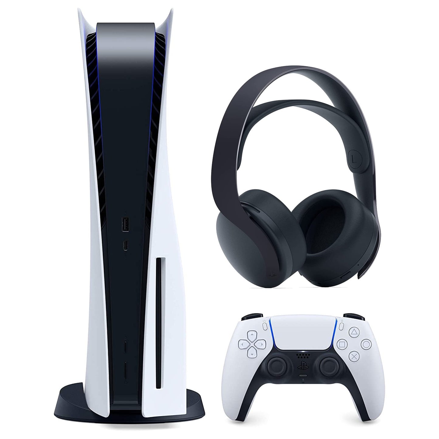 Sony Playstation 5 Disc Version Ps5 Console And Black Pulse 3D Headset Bundle