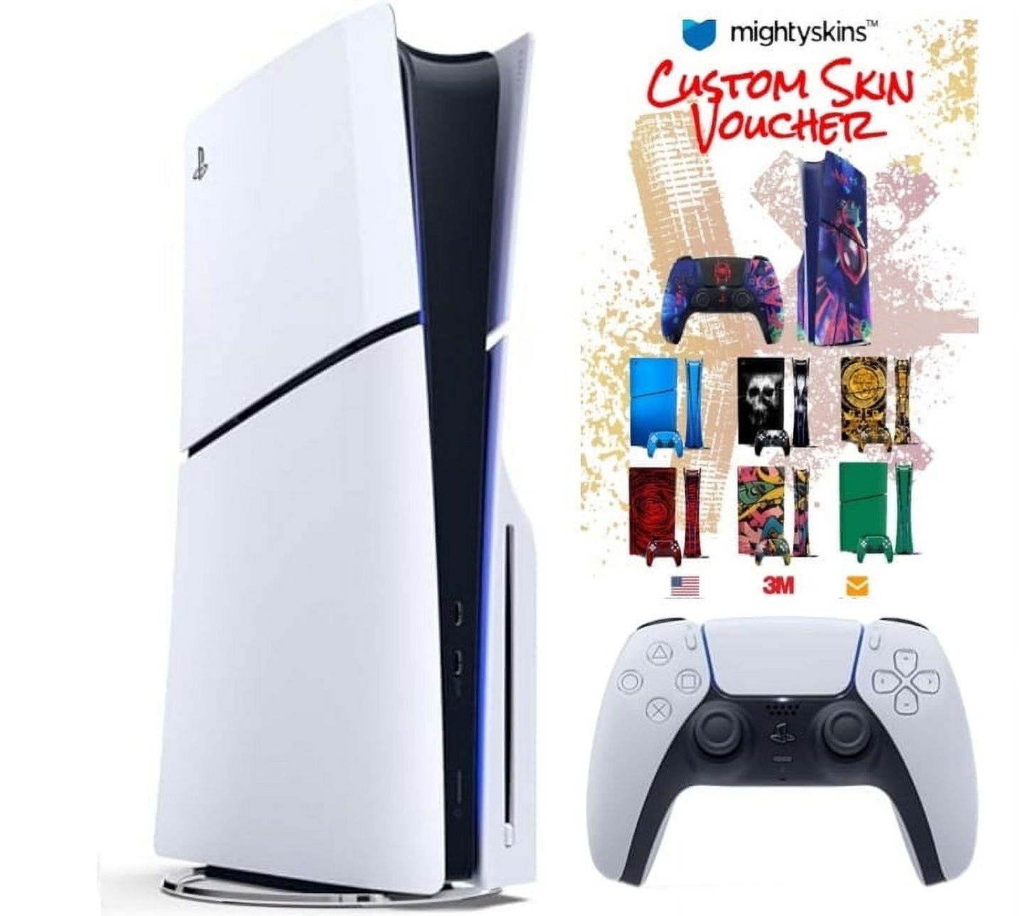 Sony Playstation 5 (Ps5) Disc Console Slim Disc Slim Video Game Console And Mightyskins Custom Skin Voucher -Limited Bundle - (P