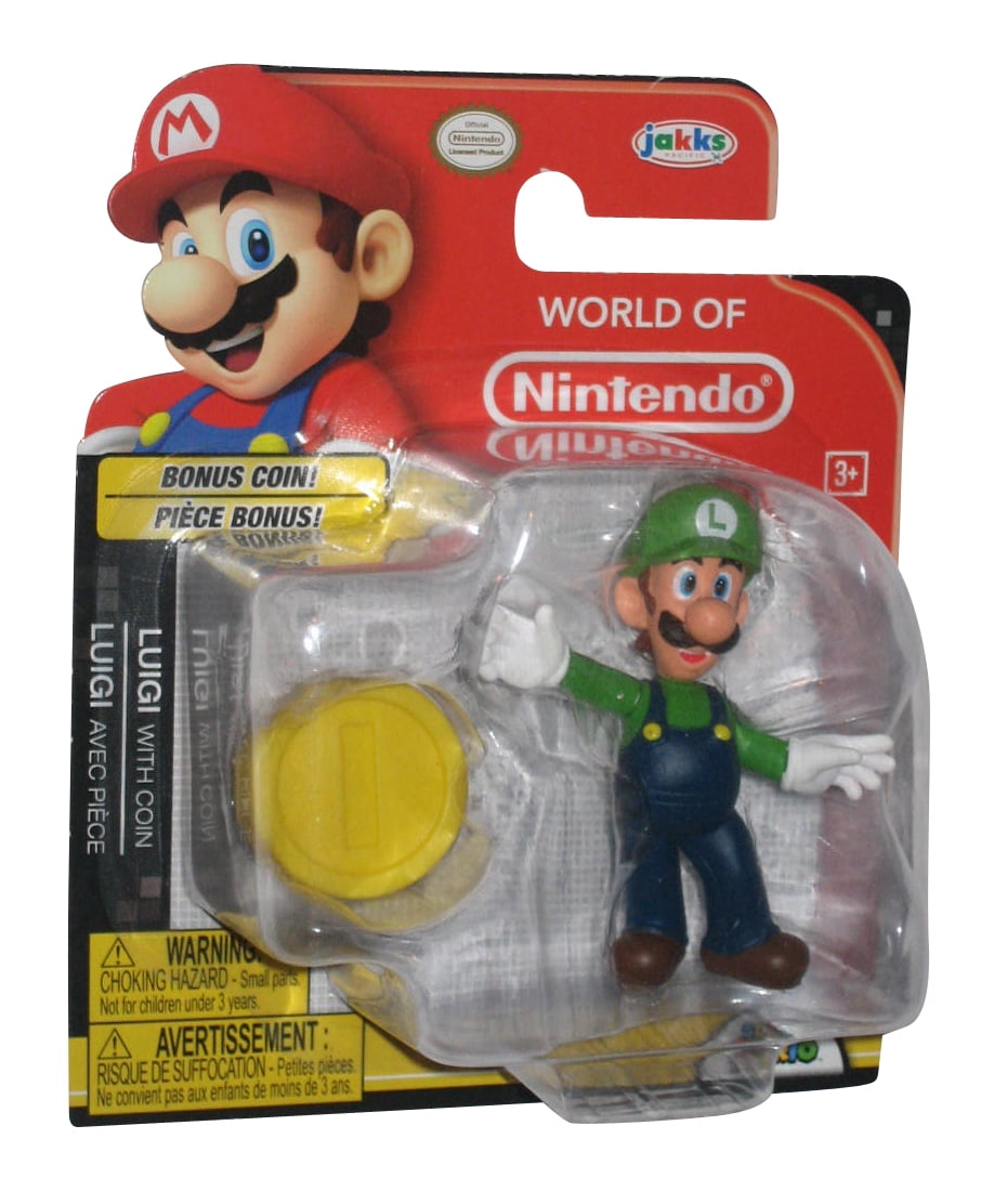 World Of Nintendo Super Mario Bros. Luigi Figure W/ Coin