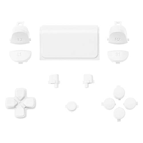 eXtremeRate Replacement D-pad R1 L1 R2 L2 Triggers Touchpad Action Home Share Options Buttons for p s 4 Controller  White Full Set Buttons Repair Kits for p s 4 Slim Pro CUH-ZCT2 Controller