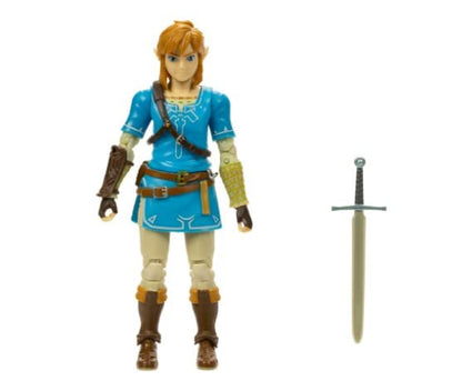 Super Mario World of Nintendo Action Figure Collection - 4-inch Link (BotW) + Bonus Sticker