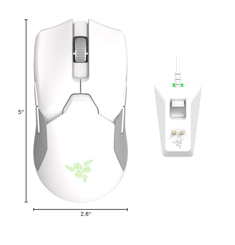 Razer Viper Ultimate Wireless Gaming Mouse - Lightweight, Mercury White, Mouse + Dock, Model RZ01-03050400-R3M1