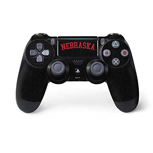 Skinit Decal Gaming Skin Compatible with PS4 Pro/Slim Controller - Officially Licensed University of Nebraska Collegiate Text Black Design