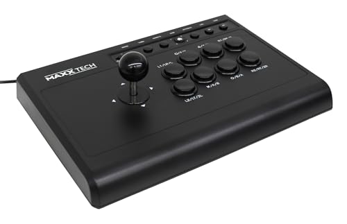 Maxx Tech Arcade Fight Stick - Multiplatform VIEWLIX Layout, Turbo Function, Black, Model 1264129, Compatible with PC, Switch, PS4, Xbox