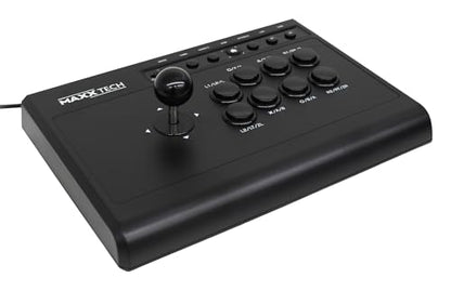 Maxx Tech Arcade Fight Stick - Multiplatform VIEWLIX Layout, Turbo Function, Black, Model 1264129, Compatible with PC, Switch, PS4, Xbox