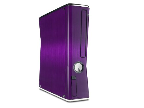 Simulated Brushed Metal Purple - WraptorSkinz Decal Style Skin compatible with XBOX 360 Slim Vertical
