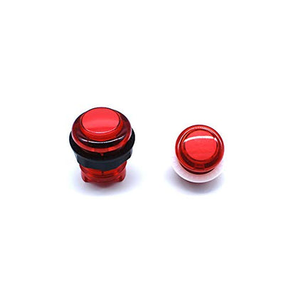 Arcity 8 Pcs Arcade LED Push Buttons Set - 6x30mm & 2x24mm, Illuminated, Red for Arcade Machines & DIY Projects