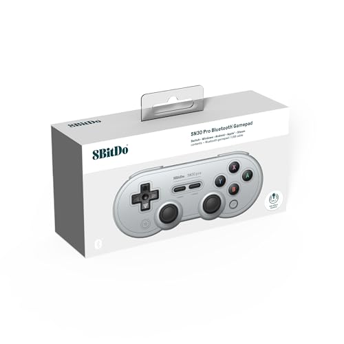 8Bitdo SN30 Pro Bluetooth Controller - Hall Effect Joystick, Compatible with Switch, PC, Android - Gray Edition, Model 6922621505044