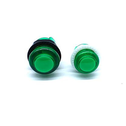 Arcity 8 Pcs Arcade LED Push Buttons Set - 6x30mm & 2x24mm, Built-in Microswitch, Green for DIY Arcade Machine & Video Game Console