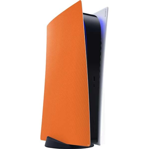 Skinit Decal Gaming Skin Compatible with PS5 Digital Edition Console - Orange Carbon Fiber Specialty Texture Material Design