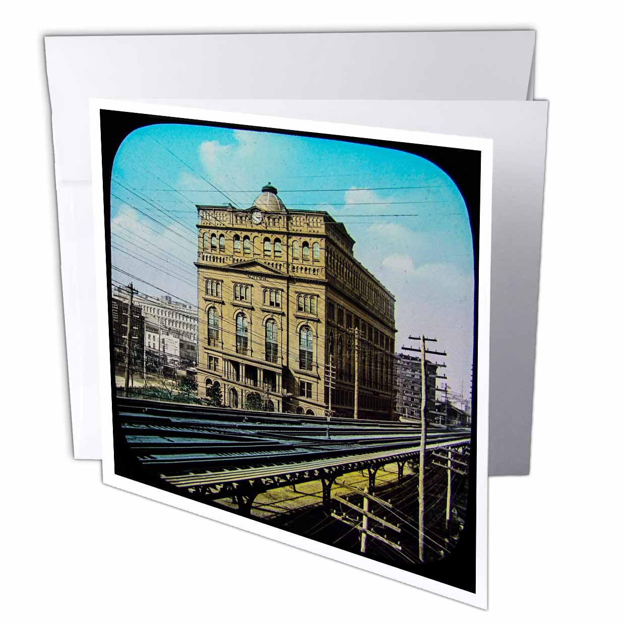 3Drose New York Railroad And Cooper Institute Circa 1890S Vintage - Greeting Card, 6 By 6-Inch