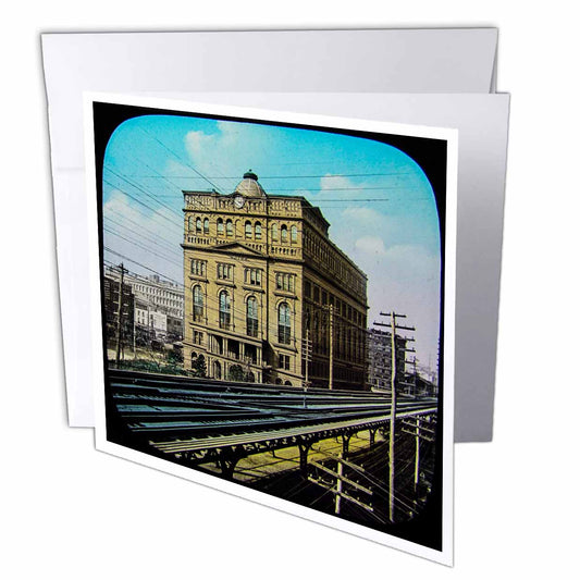 3Drose New York Railroad And Cooper Institute Circa 1890S Vintage - Greeting Card, 6 By 6-Inch