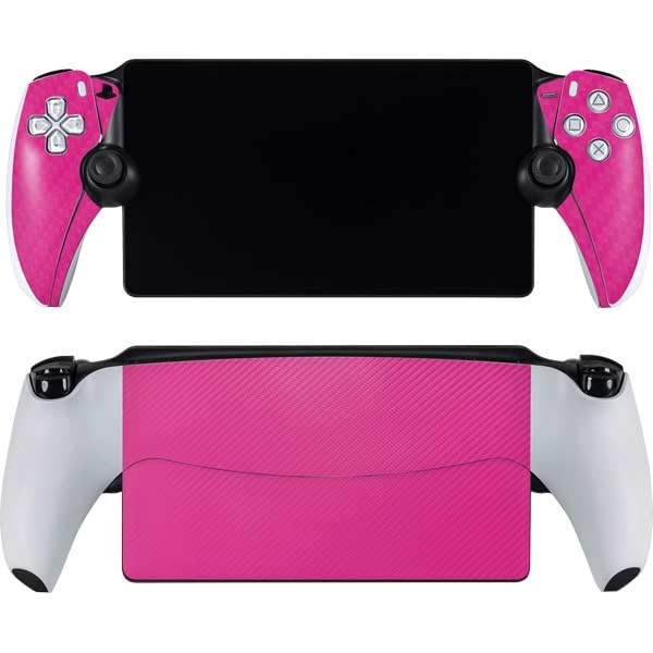 Skinit Decal Gaming Skin Compatible with PlayStation Portal Remote Player - Pink Carbon Fiber Specialty Texture Material Design