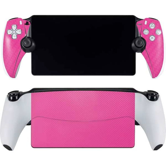 Skinit Decal Gaming Skin Compatible with PlayStation Portal Remote Player - Pink Carbon Fiber Specialty Texture Material Design