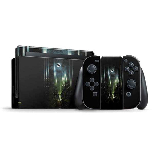 Skinit Decal Gaming Skin Compatible with Nintendo Switch Bundle - Officially Licensed DC Comics Batman Call Sign City Design