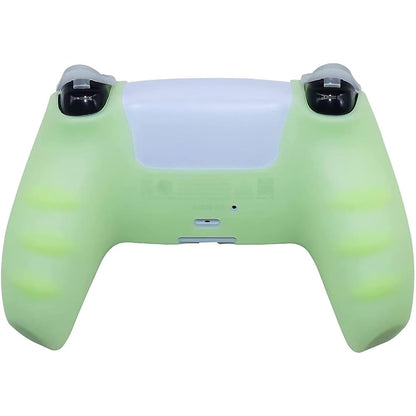 HLRAO PS5 Controller Skin - Silicone Grip Case with 8 Thumb Grips & L2/R2 Caps - Glow Green - Protective Accessory for Dualshock 5