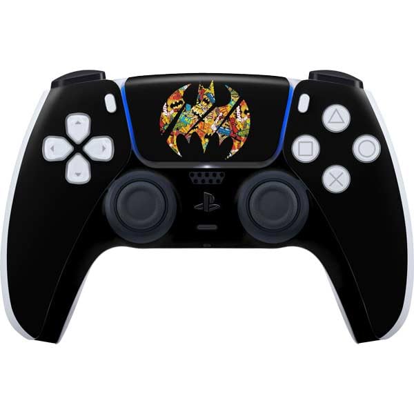 Skinit Decal Gaming Skin Compatible with PS5 Controller - Officially Licensed DC Comics Batman Silhouette Logo Vintage Pattern Design