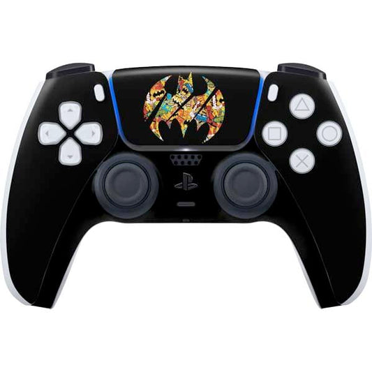 Skinit Decal Gaming Skin Compatible with PS5 Controller - Officially Licensed DC Comics Batman Silhouette Logo Vintage Pattern Design