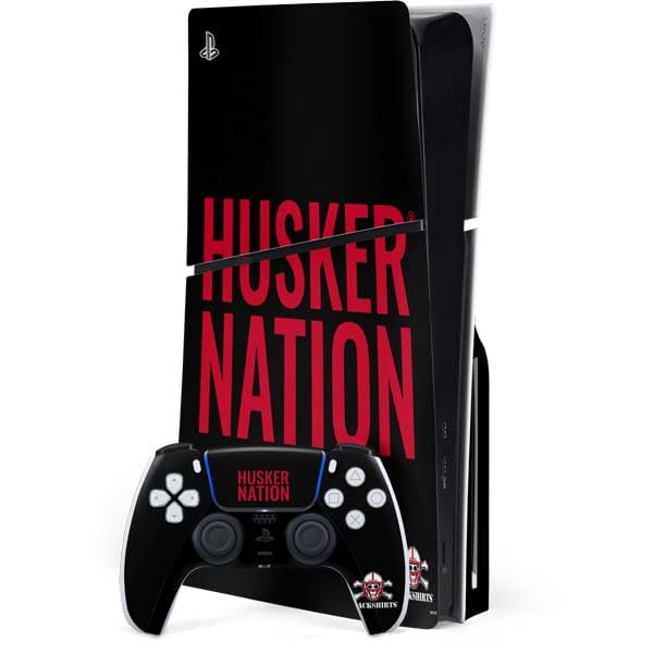 Skinit Decal Gaming Skin Compatible with PS5 Slim Disk Bundle - Officially Licensed University of Nebraska Husker Nation Design