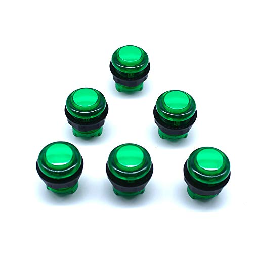 Arcity 8 Pcs Arcade LED Push Buttons Set - 6x30mm & 2x24mm, Built-in Microswitch, Green for DIY Arcade Machine & Video Game Console