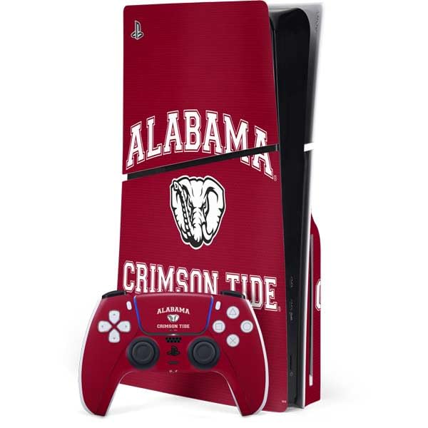 Skinit Decal Gaming Skin Compatible with PS5 Slim Disk Bundle - Officially Licensed University of Alabama Crimson Tide Basketball Design