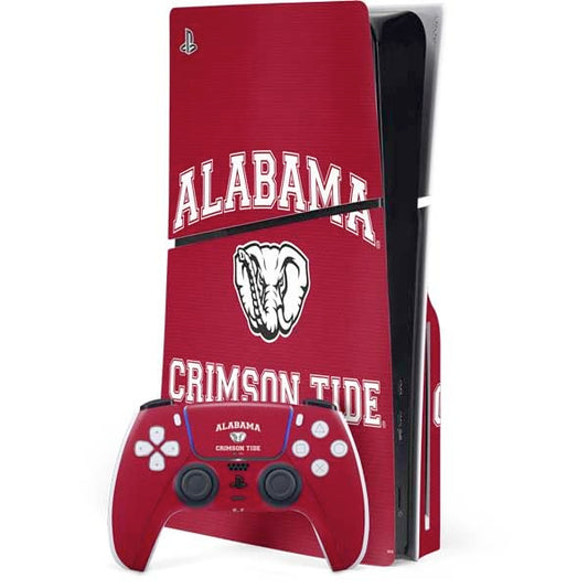Skinit Decal Gaming Skin Compatible with PS5 Slim Disk Bundle - Officially Licensed University of Alabama Crimson Tide Basketball Design