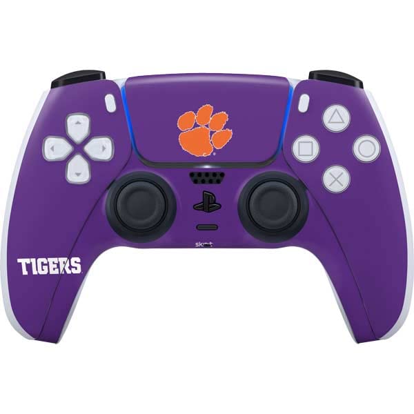 Skinit Decal Gaming Skin Compatible with PS5 Controller - Officially Licensed Clemson University Tiger Print Purple Design