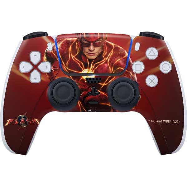 Skinit Decal Gaming Skin Compatible with PS5 Controller - Officially Licensed DC Comics The Flash Movie: The Fastest Man Alive Design