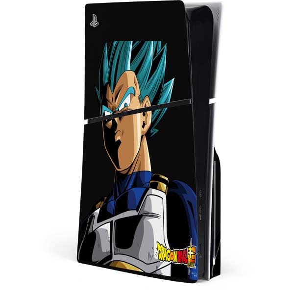 Skinit Decal Gaming Skin Compatible with PS5 Slim Disk Console - Officially Licensed Dragon Ball Super Vegeta Design